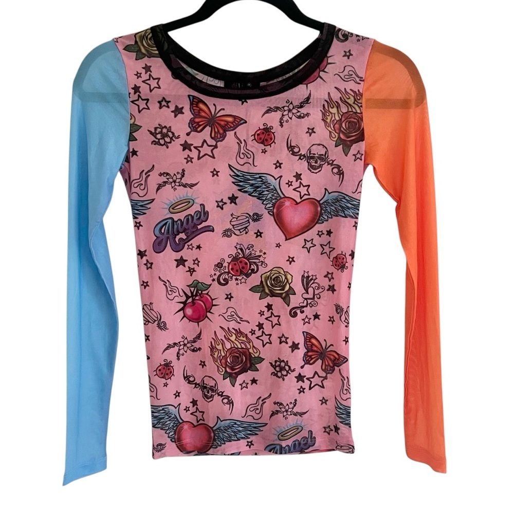dELiA*s by Dolls Kill Tattoo Mesh Top NWT XS